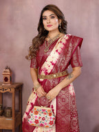 Anaita Magenta Soft Satin Silk Saree With Zari Weaving Work - Distacart