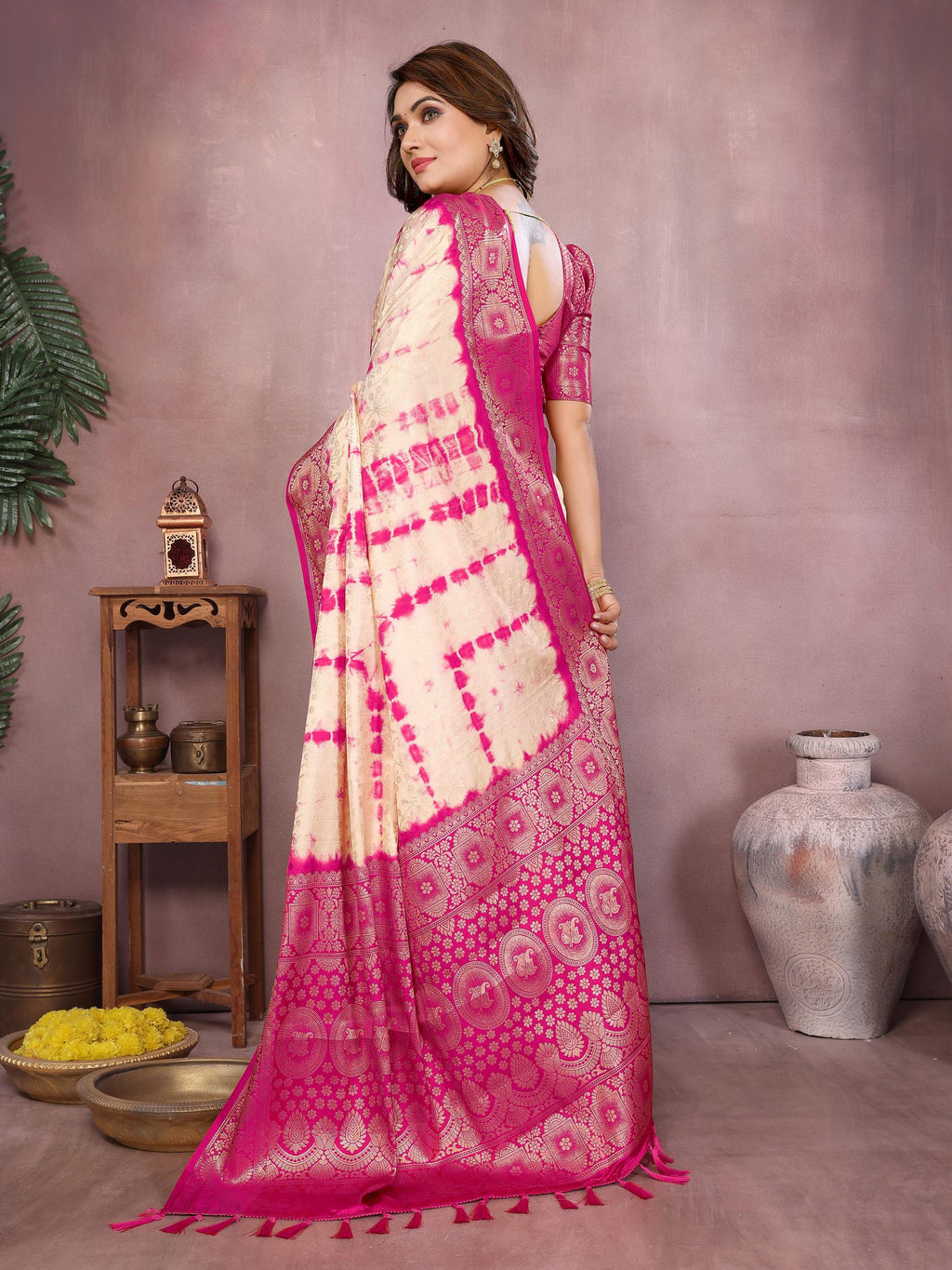 Anaita Pink Soft Satin Silk Saree With Zari Weaving Work - Distacart