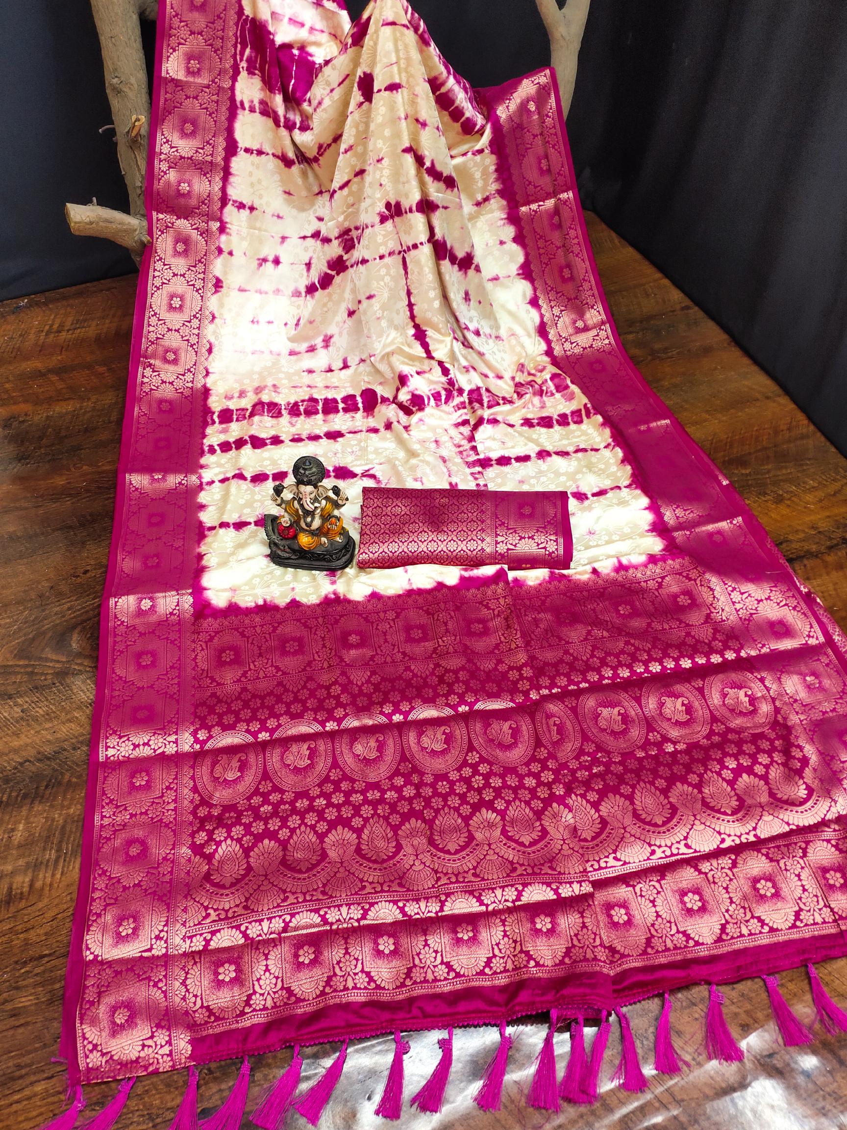 Anaita Pink Soft Satin Silk Saree With Zari Weaving Work - Distacart