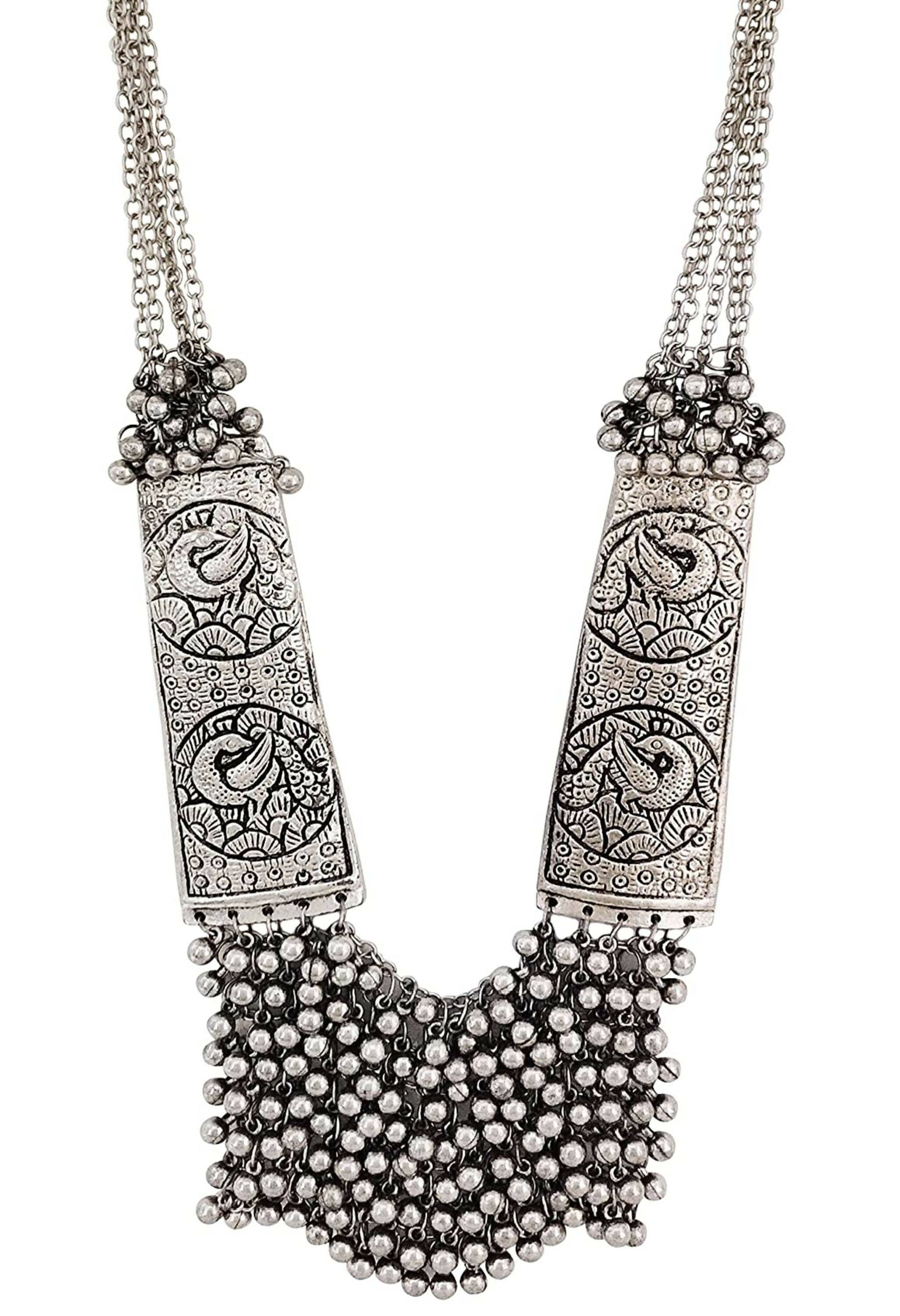 Mominos Fashion Joharkamal Oxidised Ghungroo Design Long Statement Necklace For Women & Girls - Distacart