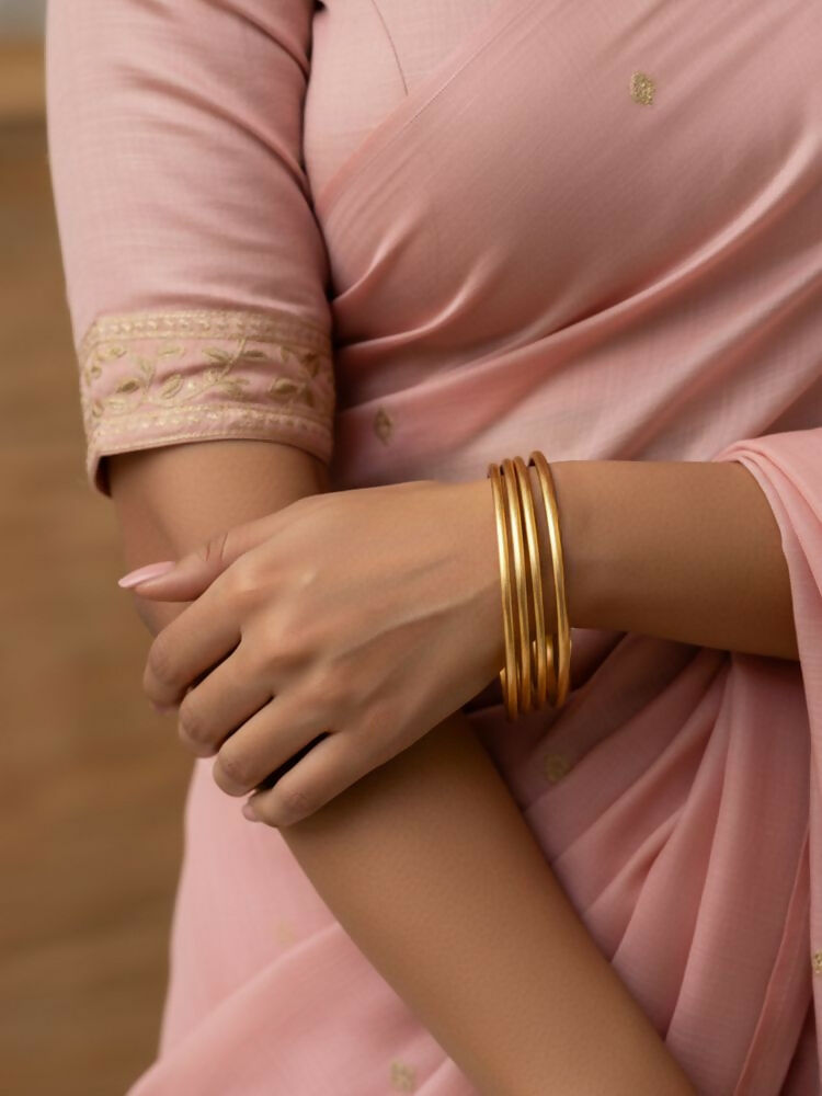 NVR Women Set of 4 Gold Plated Handcrafted Bangle - Distacart