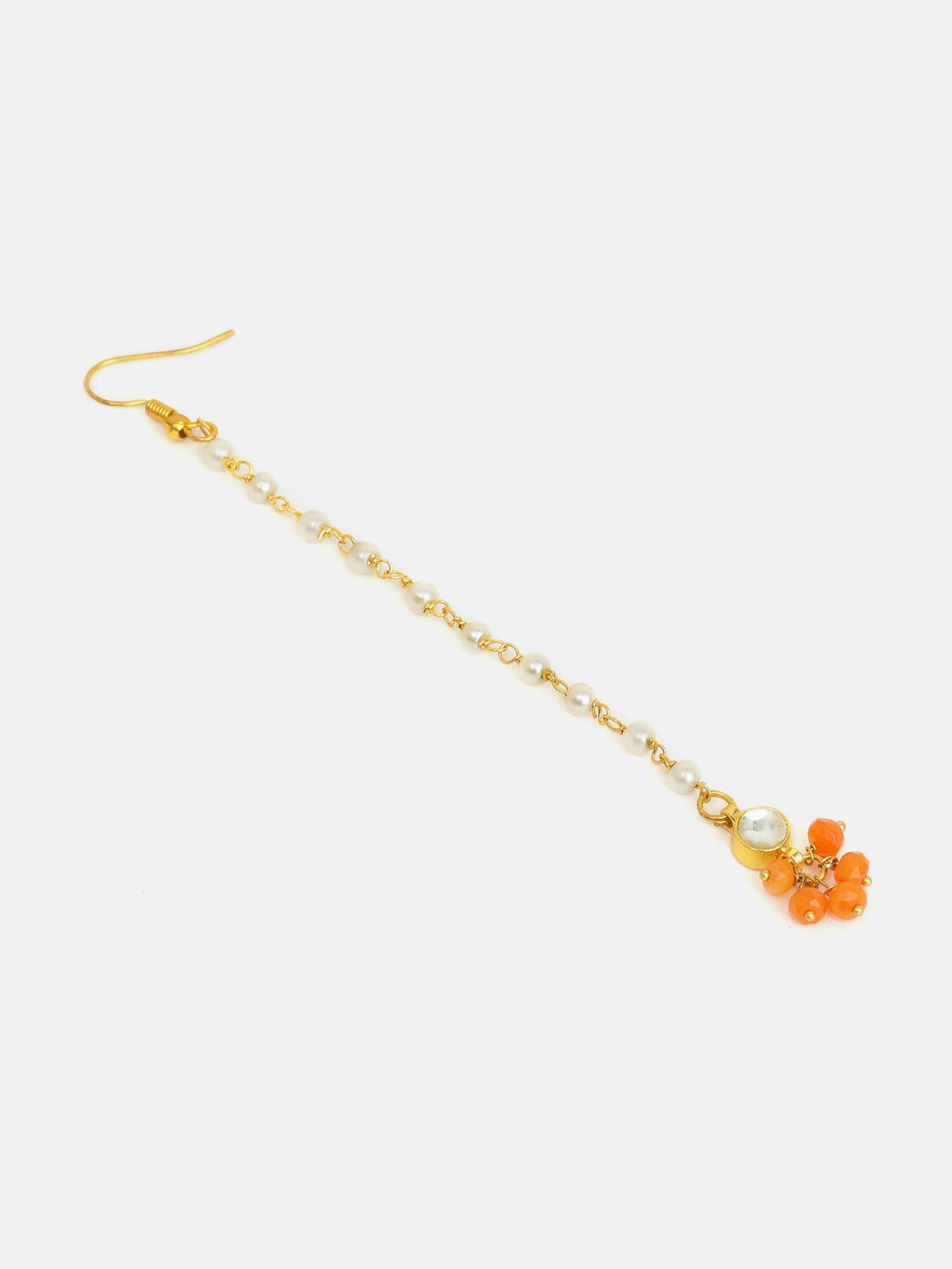 Ruby Raang Mannat Set Of 2 - Orange Embedded Maang Tikka And Earrings - Distacart