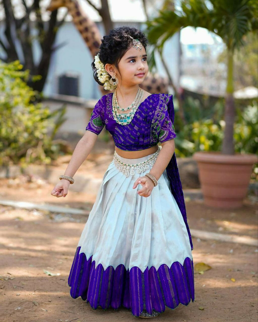 Jyoti Fashion Classy Blue Heavy Chenille Sequins Embroidered Kids Lehenga Choli Set