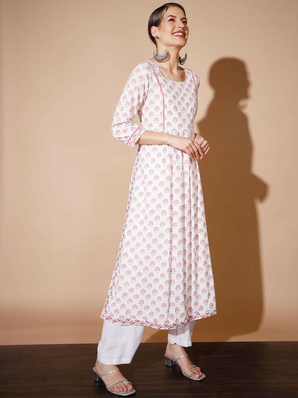 Myshka Women Lavender Printed Kurtas - Distacart