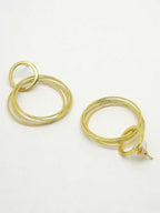 NVR Women Golden Linked Round Circle Attached Drop Earrings - Distacart