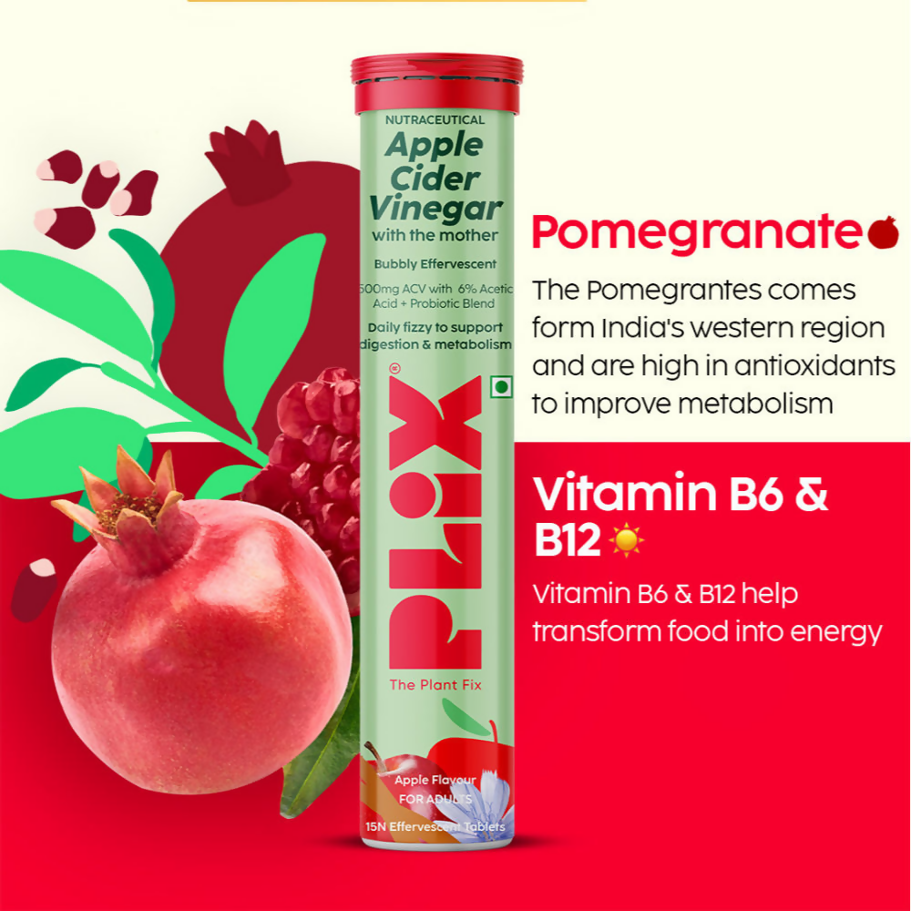 PLIX The Plant Fix Probiotics+ ACV Apple Cider Vinegar Effervescent Tablets