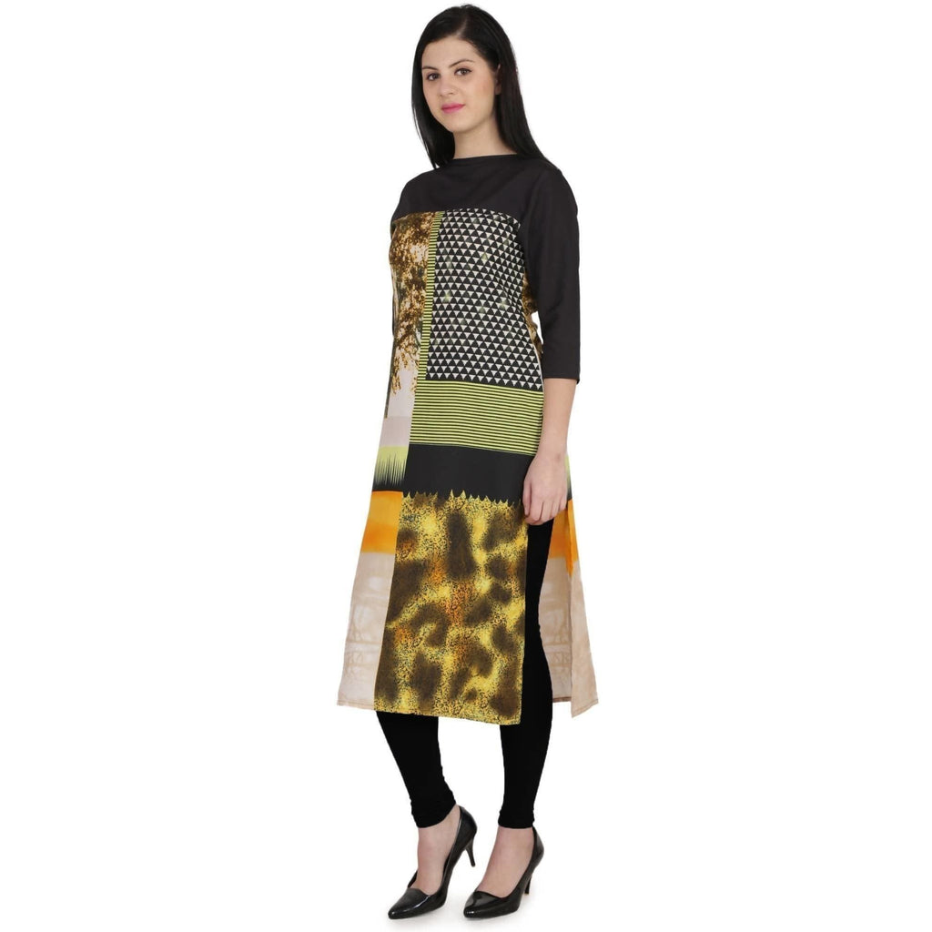Kanoor Women's Multicolour Designed Straight Kurti