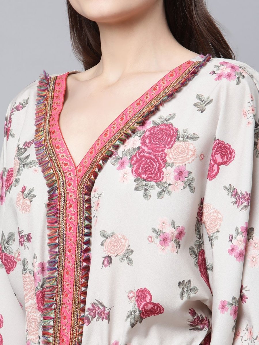 Ahalyaa Womens Beige Crepe Digital Floral Print Jumpsuit - Distacart