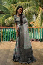 Anaita Sky Blue Woven Design Pure Kanjivaram Soft Satin Silk Saree With Blouse - Distacart