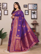 Joban Fashion Banarasi Purple Woven Soft Silk Saree - Distacart