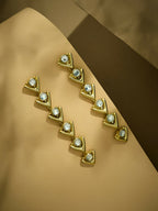 Nuyug 18K Gold-Plated Crystal Stone Studded Triangular Drop Sleek Earrings - Distacart