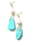 Bling Accessories Turquoise Stone With Baroque Pearl Earrings