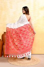Piyari Fashion Women's White Embellished Cotton Blend Jamdani Saree - Distacart