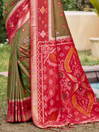 Shree Shyam Fashion Mehndi Pochampally Silk Saree - Distacart