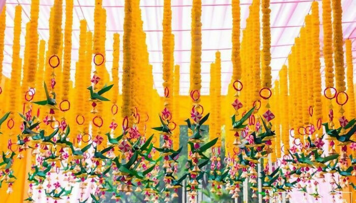Shuddh Natural Hand Made Palm Leaf Fish & Lotus Hanging - Distacart