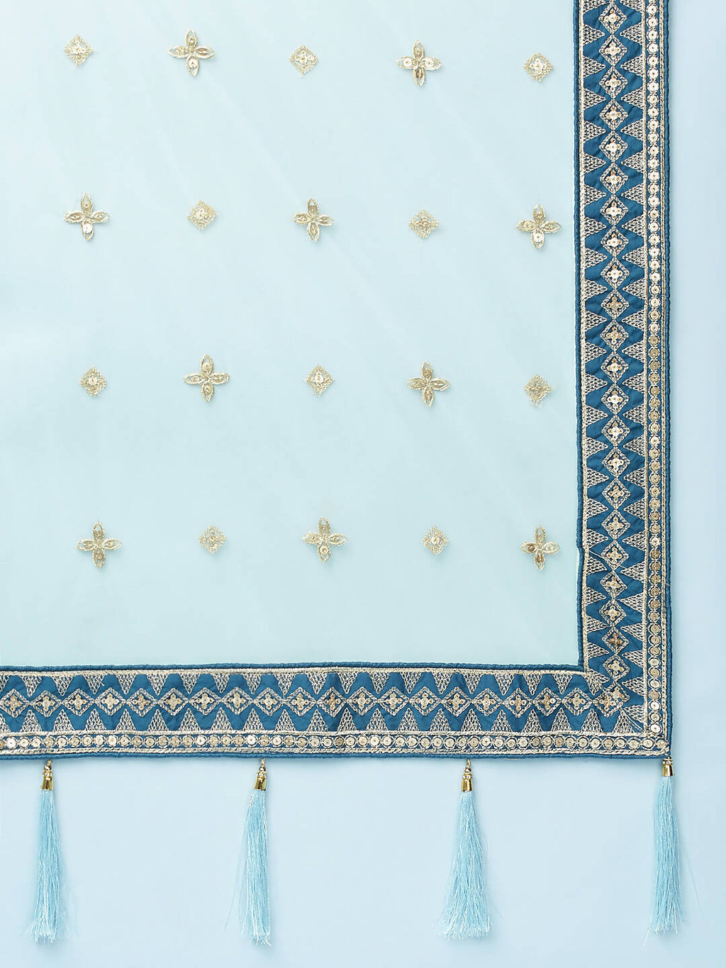 House of Panchhi Teal - Pure Georgette Embroidered Lehenga