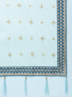House of Panchhi Teal - Pure Georgette Embroidered Lehenga