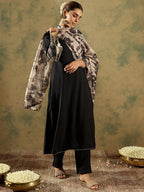 Indo Era Round Neck Straight Kurta With Trousers & Dupatta - Distacart