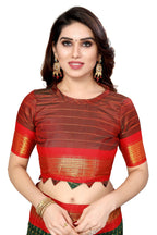 Vamika Weaving Green Cotton Silk Saree - Distacart
