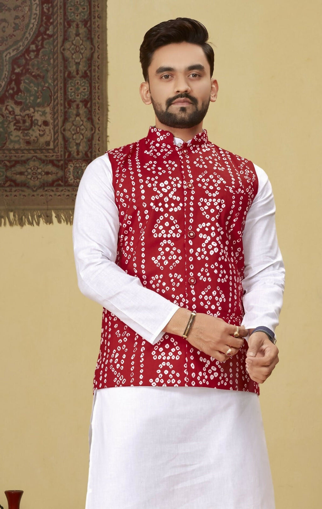 Anaita Red Printed Soft Cotton Straight Kurti Kurta