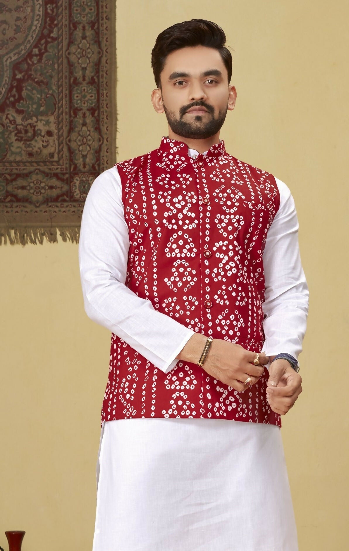 Anaita Red Printed Soft Cotton Straight Kurti Kurta