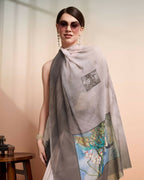 Grey Georgette Designer Printed Party Wear Saree - Cinderella
