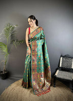 Joban Fashion Green Banarasi Soft Silk Woven Saree - Distacart