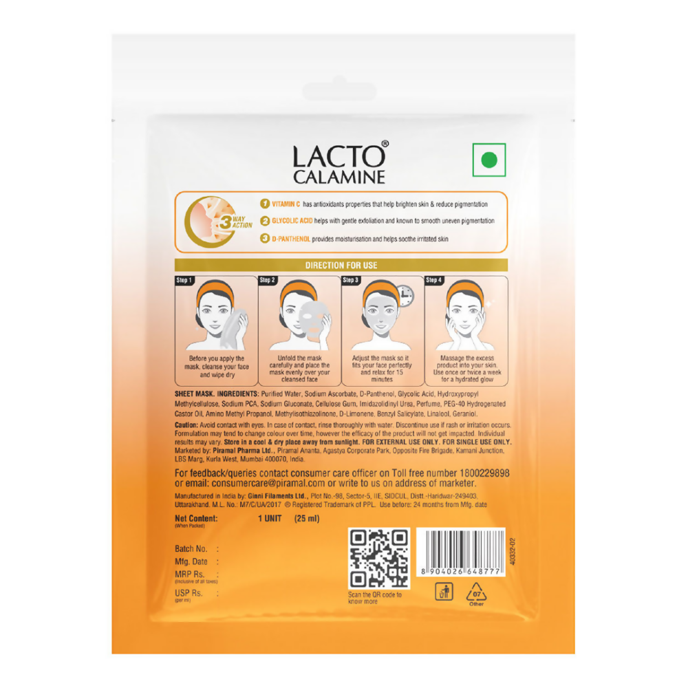 Lacto Calamine Vitamin C Face Sheet Mask - Distacart