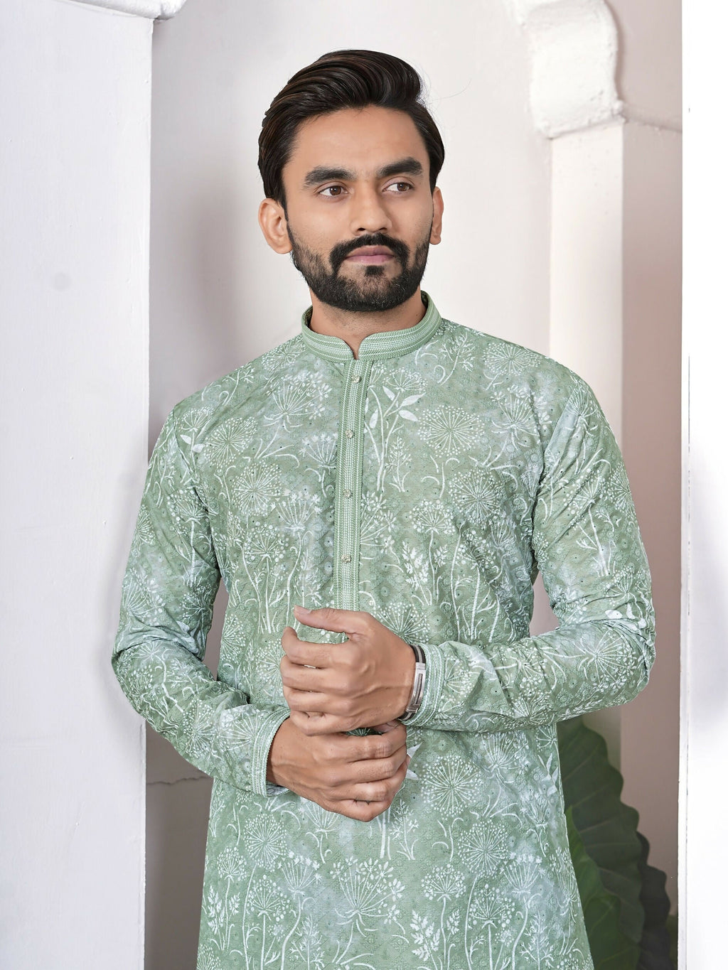 Anaita Sea Green Digital Printed Work Cotton Straight Kurta