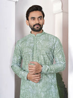 Anaita Sea Green Digital Printed Work Cotton Straight Kurta