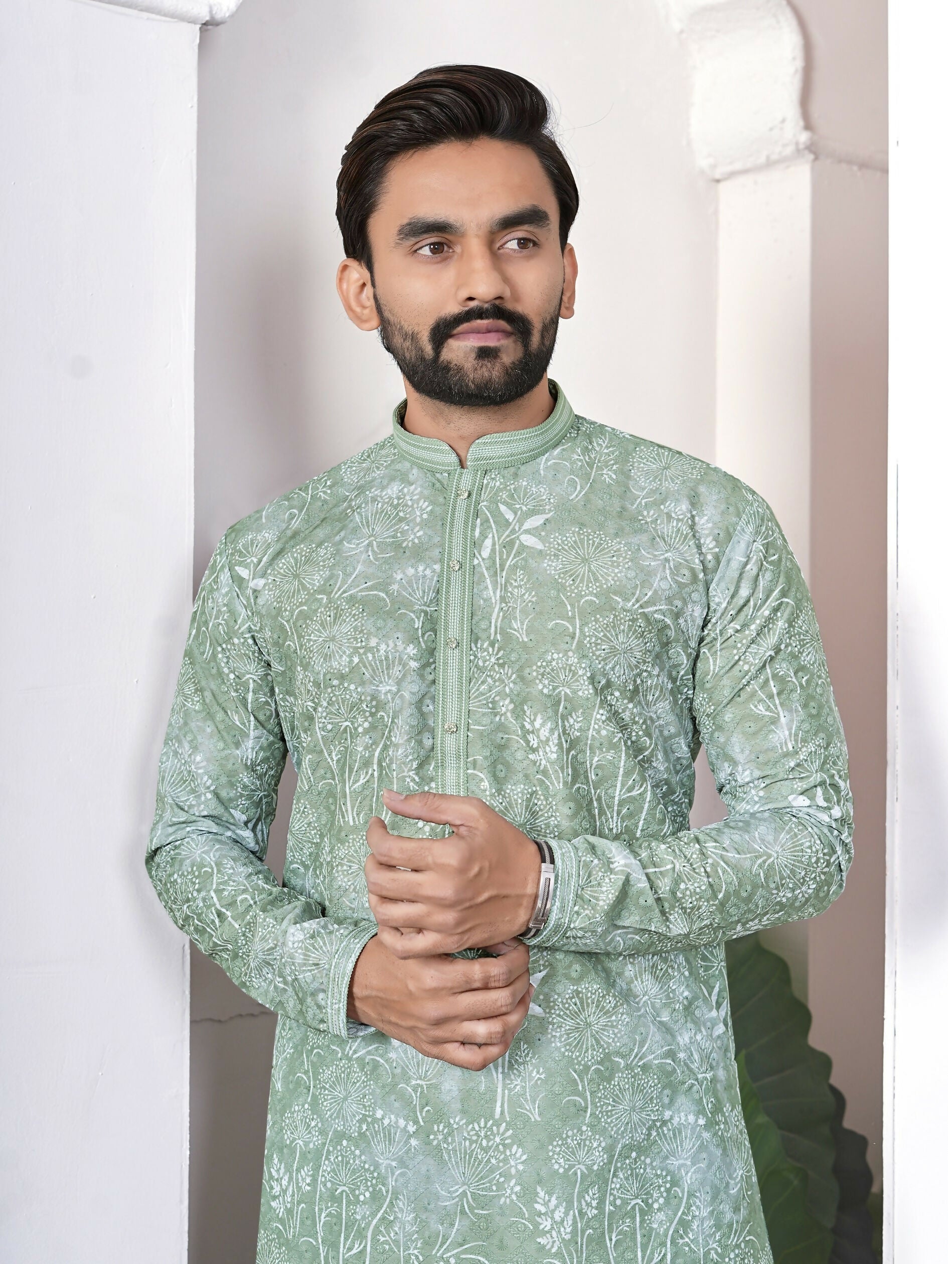 Anaita Sea Green Digital Printed Work Cotton Straight Kurta