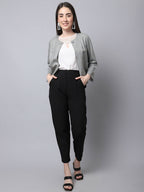 Even Apparels Grey Polywool Open Front Statement Women's Jacket (BF662)