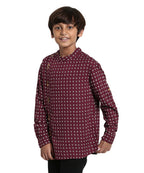 Manet Boys Full Sleeves Dot Printed Ethnic Shirt - Maroon