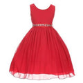 Asmaani Baby Girl's Red Color Satin Knee Length Frock (AS-DRESS-22041)