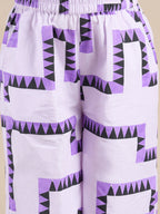 Snakes and Ladders Girls Purple Table Print Top and Pant Set from Siblings Collection