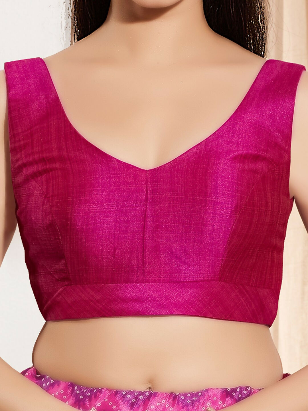 Joban Fashion Purple Mulberry Silk Padded Blouse With Round Neck Sleeveless - Distacart
