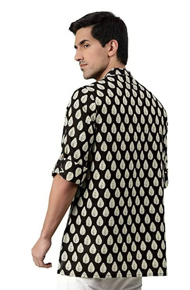 Janasya Men's Black Cotton Kurta - Distacart