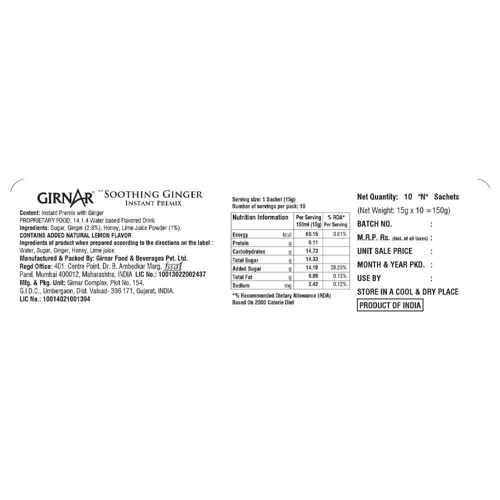 Girnar Instant Premix Soothing Ginger - Distacart