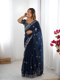 Lehenga Mart Party Wear saree for women - Navy Blue
