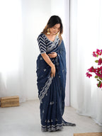 Lehenga Mart Party Wear saree for women - Navy Blue