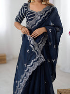 Lehenga Mart Party Wear saree for women - Navy Blue