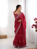 Lehenga Mart Party Wear saree for women - Red