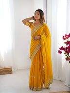 Lehenga Mart Party Wear saree for women - yellow