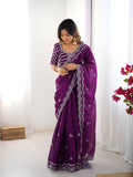 Lehenga Mart Party Wear saree for women - Purple