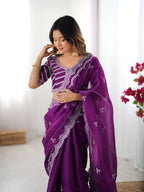 Lehenga Mart Party Wear saree for women - Purple