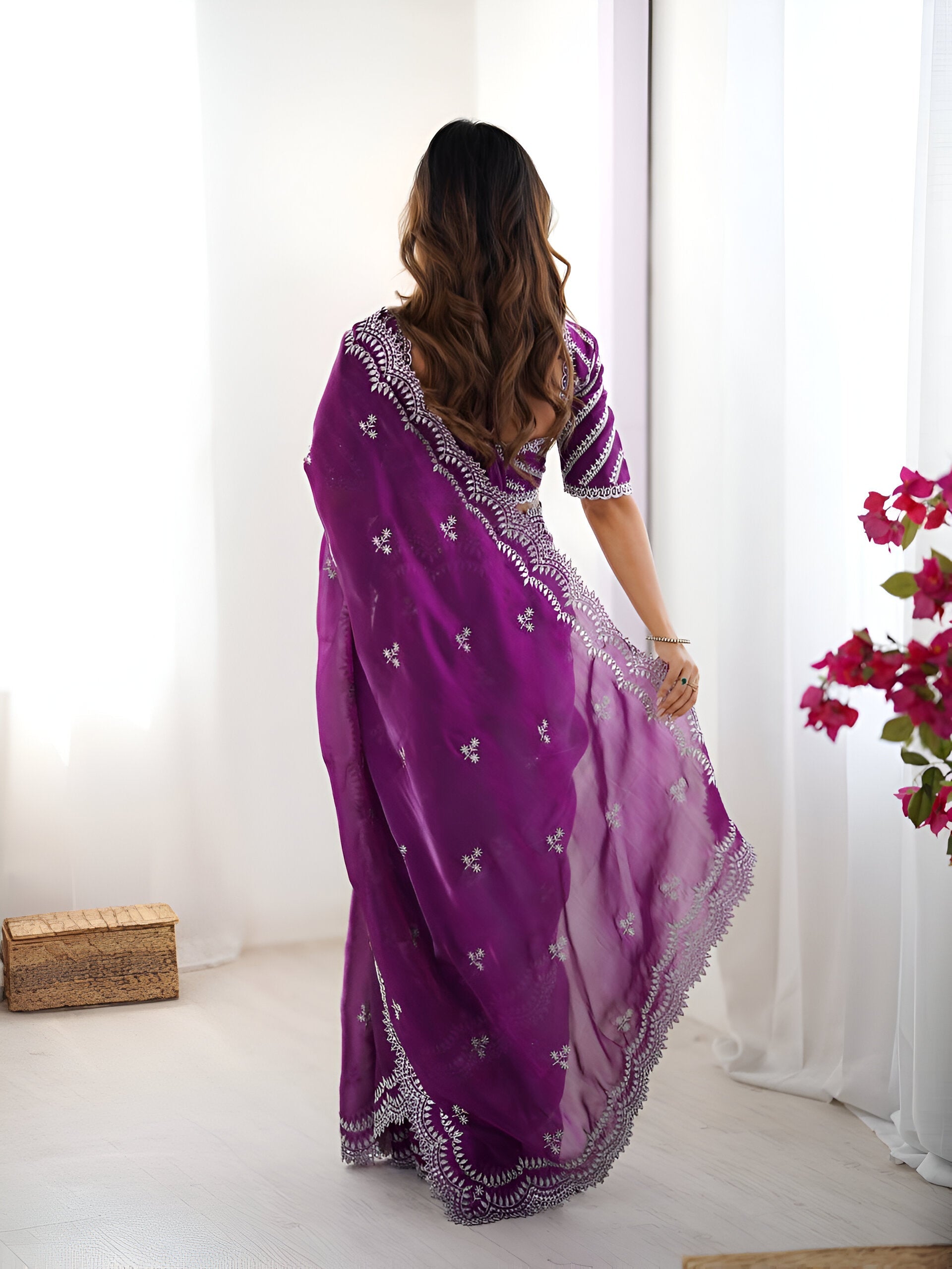 Lehenga Mart Party Wear saree for women - Purple
