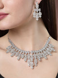 NVR Women's Silver-Plated Cubic Zirconia Studded Handcrafted Jewellery Set
