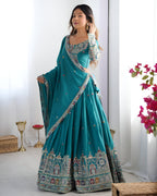 Lehenga Mart Designer Bollywood Style Wedding Wear Lehenga Choli - sky-blue