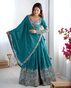Lehenga Mart Designer Bollywood Style Wedding Wear Lehenga Choli - sky-blue