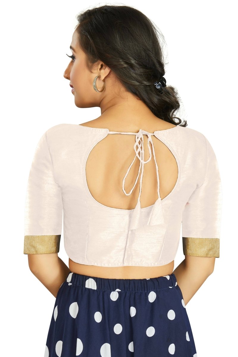 Aastha Fashion Women's Off White Art Silk Designer Traditional Readymade Blouse